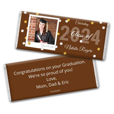 12ct Personalized Graduation Party Favors Wrapped Candy Bars with Photo (12 Count) - Brown