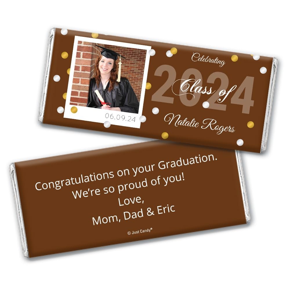 12ct Personalized Graduation Party Favors Wrapped Candy Bars with Photo (12 Count) - Brown