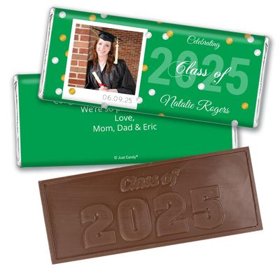 12ct Personalized Graduation Party Favors Engraved Chocolate Bars with Photo (12 Count) - Green