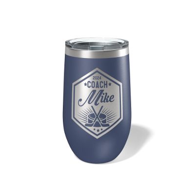 Alterd Industries Hockey Coach Gift - insulated tumbler with lid, hockey sticks personalized stainless steel cups, 20 oz travel coffee cup, athletic mug for men (12oz Wine Tumbler, Navy)