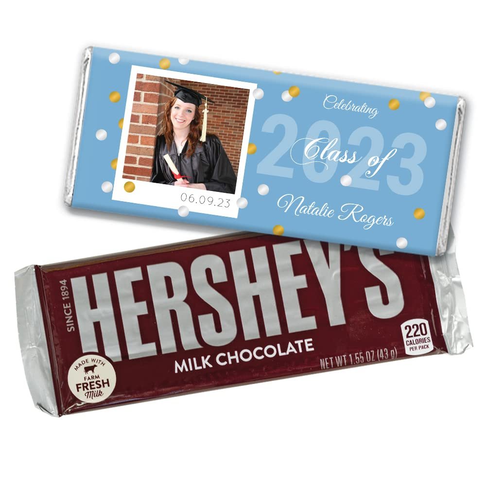 12ct Personalized Graduation Party Favors Wrapped Candy Bars with Photo (12 Count) - Baby Blue