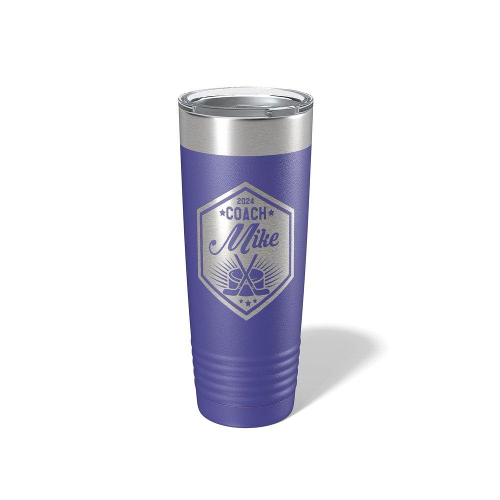 Alterd Industries Hockey Coach Gift - insulated tumbler with lid, hockey sticks personalized stainless steel cups, 20 oz travel coffee cup, athletic mug for men (20oz Tumbler, Purple)