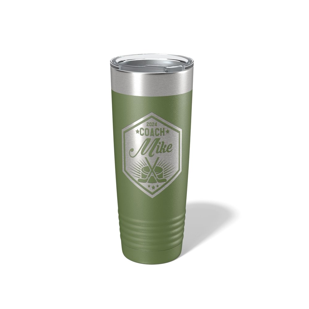 Alterd Industries Hockey Coach Gift - insulated tumbler with lid, hockey sticks personalized stainless steel cups, 20 oz travel coffee cup, athletic mug for men (20oz Tumbler, Olive)