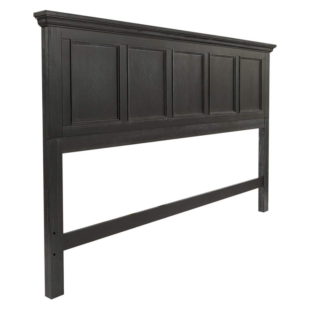 Office Star Products OSP Home Furnishings Farmhouse Basics King Headboard Only, Rustic Black Finish