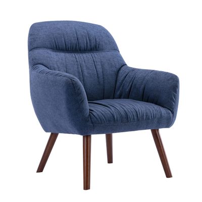 CAELUM Mid-Century Linen Arm Chair, Navy