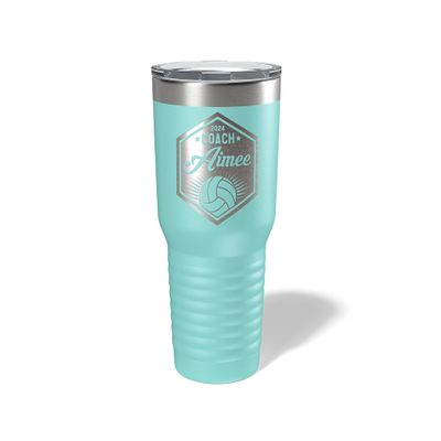 Alterd Industries Volleyball Coach Gift - insulated tumbler with lid, travel coffee mug, personalized stainless steel cups, 20 oz tumbler, girl sports coaches (30oz Tumbler, Mint)
