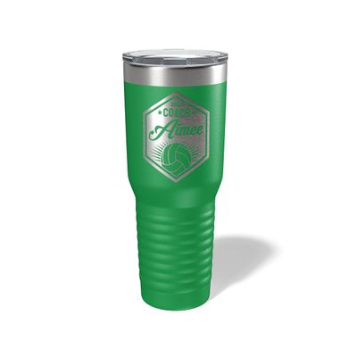 Alterd Industries Volleyball Coach Gift - insulated tumbler with lid, travel coffee mug, personalized stainless steel cups, 20 oz tumbler, girl sports coaches (30oz Tumbler, Green)