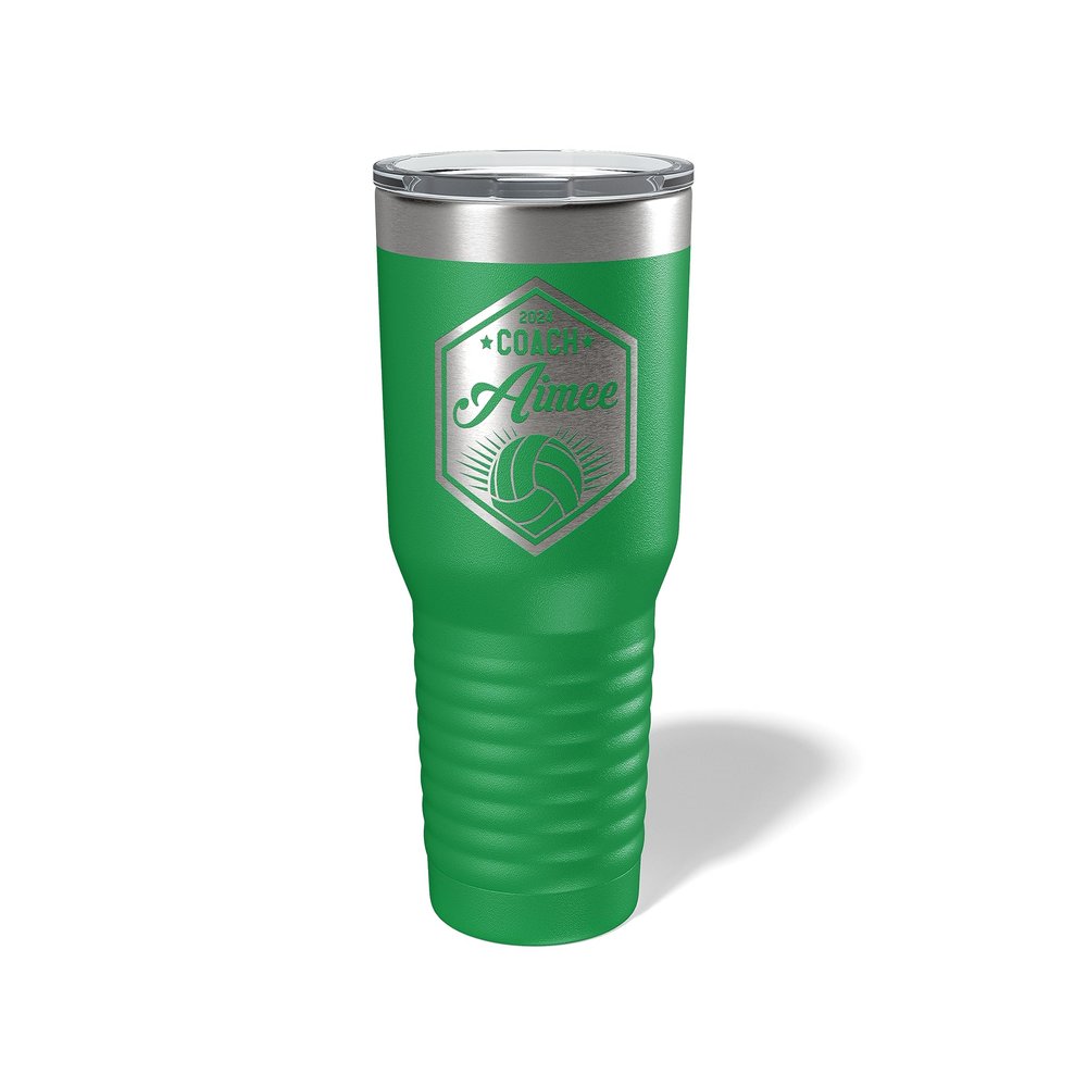 Alterd Industries Volleyball Coach Gift - insulated tumbler with lid, travel coffee mug, personalized stainless steel cups, 20 oz tumbler, girl sports coaches (30oz Tumbler, Green)