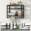 Galood Over The Toilet Storage Bathroom Shelves Wall Mounted 3 Tier Space Saver Corner Shelf Organizer Bamboo Towel Rack Toilet Paper Cabinet with Hanging Rod Black view 3