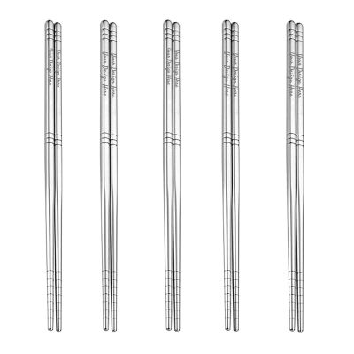 Muka 5 Pairs Custom Stainless Steel chopsticks Reusable Personalized Metal Chopsticks-5 pairs