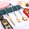 Muka Custom Portable Cutlery Set including Fork, Spoon and Chopsticks with Case for Travel/Work/Camp Set of 3-Green view 4