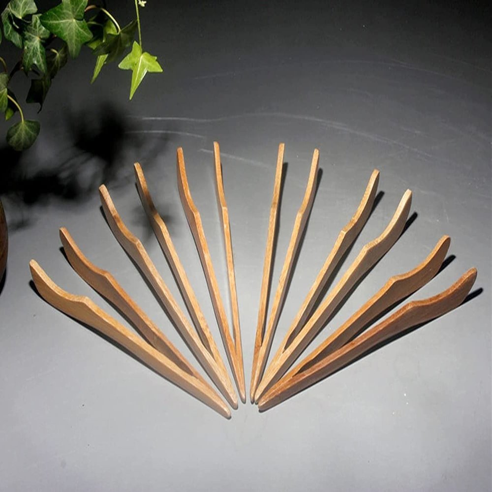 2Pcs Teaware Tea Clips Wood Toast Tong Wooden Toaster Bagel Bacon Squeezer S Ice Tea Tongs Kitchen Dining Tool Fashion