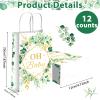 12pcs Oh Baby Party Favors Bags Sage Green Candy Treat Bags Eucalyptus Leaf (4.73.17.9 inches) Gold Foil Greenery Goodie Bag for Sage Boho Woodland Neutral Baby Shower Party Decorations Supplies view 2