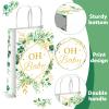 12pcs Oh Baby Party Favors Bags Sage Green Candy Treat Bags Eucalyptus Leaf (4.73.17.9 inches) Gold Foil Greenery Goodie Bag for Sage Boho Woodland Neutral Baby Shower Party Decorations Supplies view 3