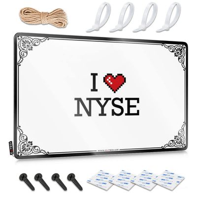 Abipuir Tin Signs for Garage I Love Nyse Tin Sign Sports Bar Decor Men Stuff (Color : Colour, Size : 20X30CM)