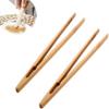 2X Toaster Tongs Tea Tweezers Candy Tongs Wooden Tea Clamp for Bread Toast Salad Barbecue Straight Portable and Useful view 2