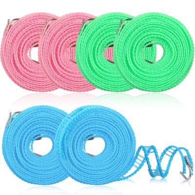 6 Pack Travel Portable Clothesline 16.4 ft Clothes Hanging Rope for Drying Adjustable Nylon Camping Clothesline for Indoor Outdoor Laundry Camping Home