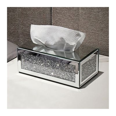 Tissue Box Holder Creative Light Luxury Glass Tissue Box Home Living Room Decoration Paper Box Desktop Napkin Storage Box Rectangle Decorative Napkin Holder