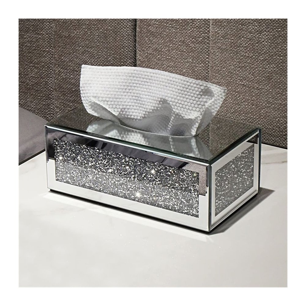 Tissue Box Holder Creative Light Luxury Glass Tissue Box Home Living Room Decoration Paper Box Desktop Napkin Storage Box Rectangle Decorative Napkin Holder
