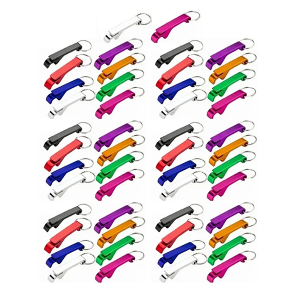 50pcs Beer Bottle Openers,Colored Bottle Opener Keychain,Aluminum Alloy Colorful Mini Pocket Beer Beverage Opener,Open the Lids of Beer Bottle Easily