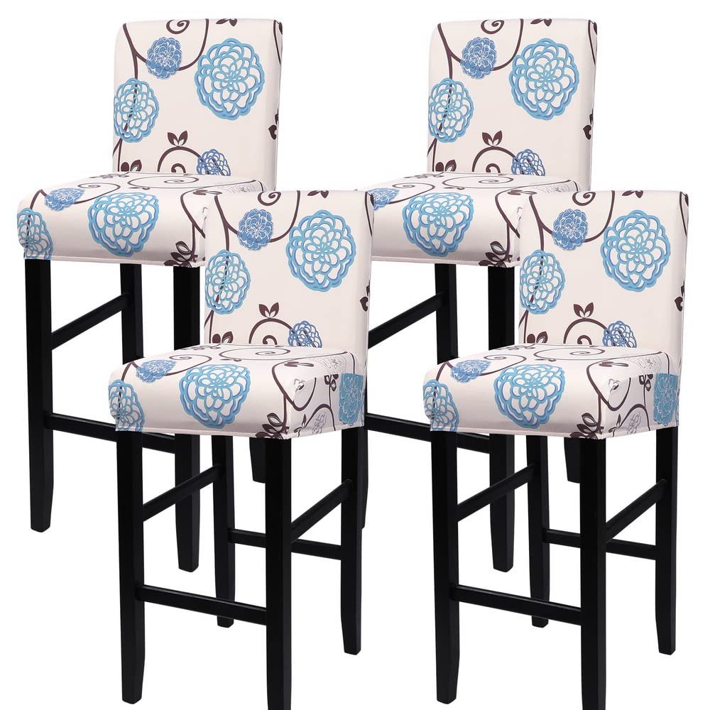 SearchI Bar Stool Covers Set of 4, Stretch Washable Barstool Seat Covers, Counter Height Chair Covers for Kitchen Dining Room Cafe (Ball Flower)