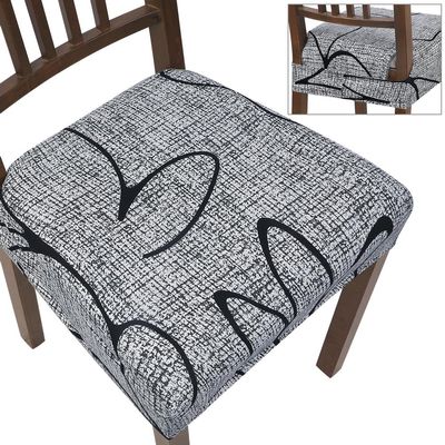 SearchI Stretch Dining Chair Seat Covers Set of 4, Soft Removable Washable Seat Covers for Dining Chairs, Dining Room Seat Cover Protector (Rear-Covered, Grey Lotus)
