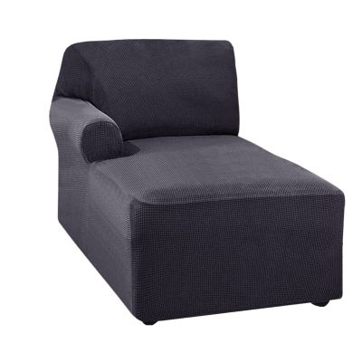Jacquard Sofa Chaise Lounge Cover, Modern Polar Fleece Sectional Sofa Slipcover, Stretch Left/Right Armchair Cover for Loveseat L Shaped Sofa (Gray3,Left Chaise Lounger)