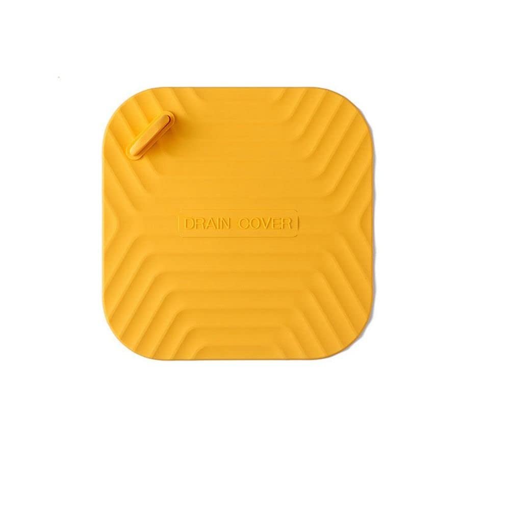 Tub Stopper Silicone Floor Drain Plug Shower Drain Cover Hair Stopper Flat Suction Cover for Kitchen Bathroom Accessories(Yellow)
