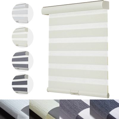 Persilux Cordless Zebra Blinds for Windows Shades with Jacquard Pattern Dual Layer Light Filtering Sheer Shades Room Darkening Insulated Roller Shades for Home and Windows(37.5" W x 42" H, Cream)
