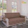 Easy-Going Waterproof Oversized Loveseat Covers Leakproof Couch Cover for 2 Cushion Couch Sofa Cover Washable Sofa Slipcover Non-Slip Furniture Protector with Pocket for Pets (Medium-XL, Brown) view 2