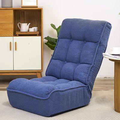 JURMALYN Floor Sofa Chair, Adjustable Floor Lounge Chair, Lazy Sofa Couch for Teens and Adults, Cushion Padded Comfy Reading Chair with Back Support for Living Room and Bedroom-Blue