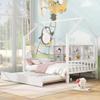 Merax Wood Full House Daybed with Twin Trundle/Storage Shelf,Low Day Bed for Kids Boys Girls,Space Saving White view 1