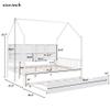 Merax Wood Full House Daybed with Twin Trundle/Storage Shelf,Low Day Bed for Kids Boys Girls,Space Saving White view 2
