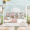 Merax Wood Full House Daybed with Twin Trundle/Storage Shelf,Low Day Bed for Kids Boys Girls,Space Saving White view 3