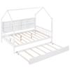 Merax Wood Full House Daybed with Twin Trundle/Storage Shelf,Low Day Bed for Kids Boys Girls,Space Saving White view 4