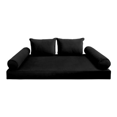 Prolinemax Style V4 Full Size Pipe Trim Velvet Indoor Daybed Mattress Bolster Pillow Complete Set AD374