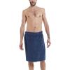 ANUFER Mens Adjustable Bath Towel Wrap - Wearable Towel Skirt with Pocket for Gym Shower Sauna Spa & Beach Cover Ups Navy Blue L view 2