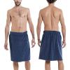 ANUFER Mens Adjustable Bath Towel Wrap - Wearable Towel Skirt with Pocket for Gym Shower Sauna Spa & Beach Cover Ups Navy Blue L view 4