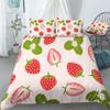 REALIN Red Strawberry Bedding White Strawberry Flower Duvet Cover Set Girl Boy Kids Bed Sets 2/3/4PCS Quilt Covers/Sheets/Pillow Shams,Twin/Full/Queen/King (C,Full-200x229cm-4PCS) view 1