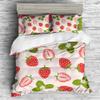 REALIN Red Strawberry Bedding White Strawberry Flower Duvet Cover Set Girl Boy Kids Bed Sets 2/3/4PCS Quilt Covers/Sheets/Pillow Shams,Twin/Full/Queen/King (C,Full-200x229cm-4PCS) view 2