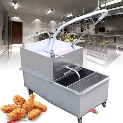 Mobile Fryer Filter 55L Fryer Oil Electric Filter Machine and Discard Trolley Oil Filtration Easy Clean Deep Fryer Oil Filter with Wheels 110V