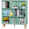 LEYAOYAO 8 Cube Bookshelf 3-Tier Bookcase with Legs, Mint-Green Kids Book Shelf Cute Storage Organizer, Large Open Toy Shelves Modern Bookshelves,Display Bookcases for Bedroom,Living Room,Nursery view 1
