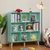 LEYAOYAO 8 Cube Bookshelf 3-Tier Bookcase with Legs, Mint-Green Kids Book Shelf Cute Storage Organizer, Large Open Toy Shelves Modern Bookshelves,Display Bookcases for Bedroom,Living Room,Nursery view 2