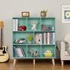 LEYAOYAO 8 Cube Bookshelf 3-Tier Bookcase with Legs, Mint-Green Kids Book Shelf Cute Storage Organizer, Large Open Toy Shelves Modern Bookshelves,Display Bookcases for Bedroom,Living Room,Nursery view 4