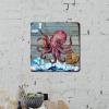 ArogGeld Rustic Octopus Life Buoy Sailboat Metal Sign Sea Wave Metal Wall Art Summer Beach Decorative Home Wall Art 10x10in Nautical Coastal Plaque Sign Decor for Home Pub Bar Restaurant Man Cave view 4
