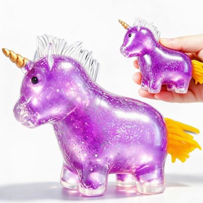 Purple Unicorn Mochi Fidget Figures for Vase Filler, Animal Figurines