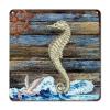 ArogGeld Nautical Coastal Seahorse Rudder Metal Sign Sea Wave Aluminum Metal Sign Ocean Theme Home Sign Wall Decor 10x10in Artistic Wall Decor Art for Home Bar Coffee Shop Man Cave view 1