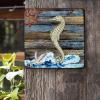 ArogGeld Nautical Coastal Seahorse Rudder Metal Sign Sea Wave Aluminum Metal Sign Ocean Theme Home Sign Wall Decor 10x10in Artistic Wall Decor Art for Home Bar Coffee Shop Man Cave view 2