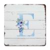 ArogGeld Monogram Initial E Tin Sign Alphabet Blue Floral Metal Tin Sign Last Name Home Wall Decoration Gardener 10x10in Chic Plaque Sign Decor for Home Bar Pub Garage Road Man Cave view 1