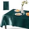 Homiest 1 Pack 60 x 102 Inches Satin Tablecloth Hunter Green Table Cover, Bright Overlay Table Cloth Silky Rectangle Table Decorations, Satin Dining Table Cloths for Wedding Reception Graduation view 1